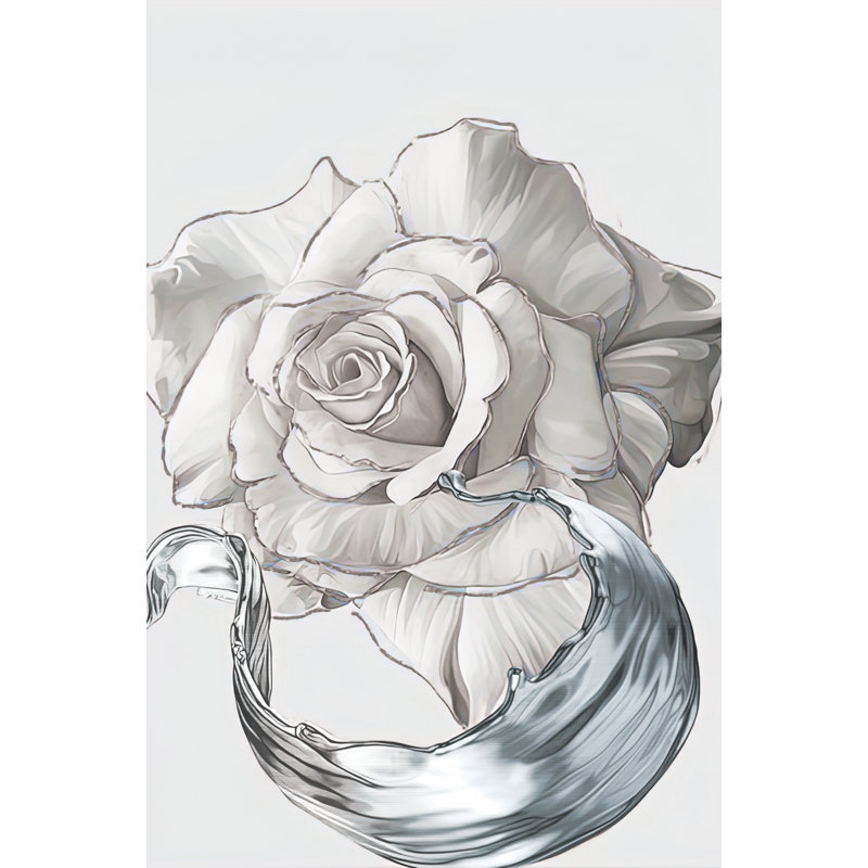 Ensemble d'art mural en acrylique 3 pièces White Rose, H 18 po x l 37 po