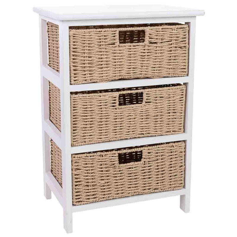 Kaylah 40cm W 3 - Drawer Chest of Drawers, White/Brown