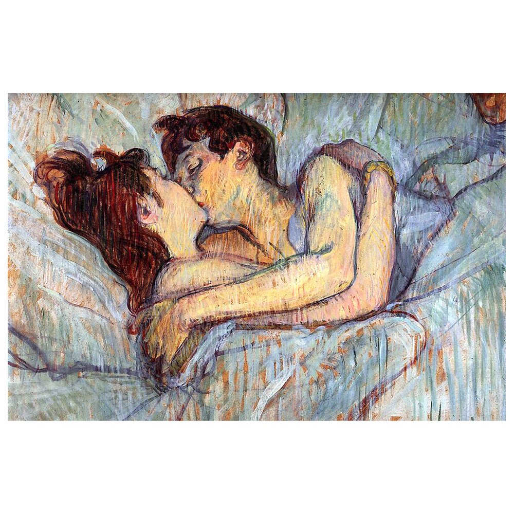 Leinwandbild Im Bett, der Kuss von Henri de Toulouse-Lautrec