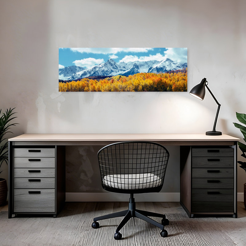 Chaîne de montagnes enneigées, montagnes San Juan, Colorado, paysage contemporain abstrait, art mural, H 12 po x l 36 po