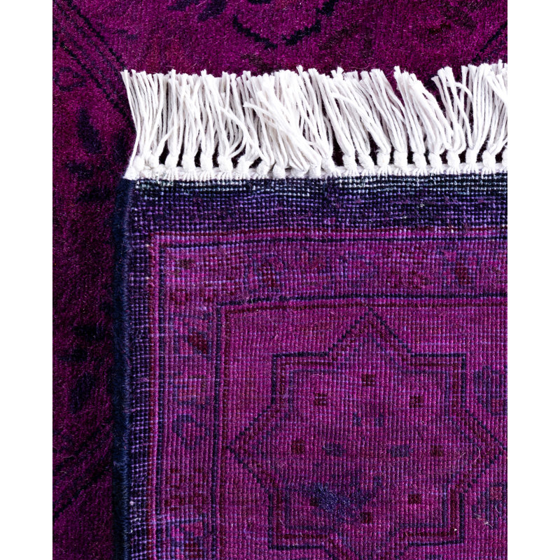 Overdyed Hand-Knotted Wool Modern-Contemporary Purple Runner 2' 7" x 20' 1"
