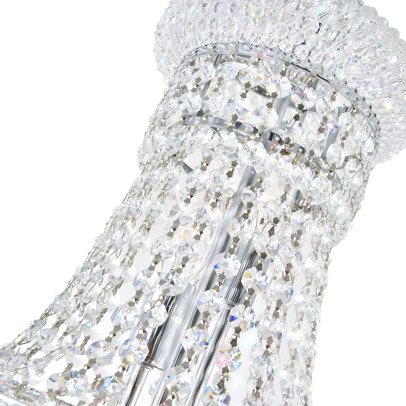 Crystal 28" Chrome Chandelier for Dining Rooms Foyers Entryways Living Rooms, 18-Light with E12 Bulb Base, Polished Chrome