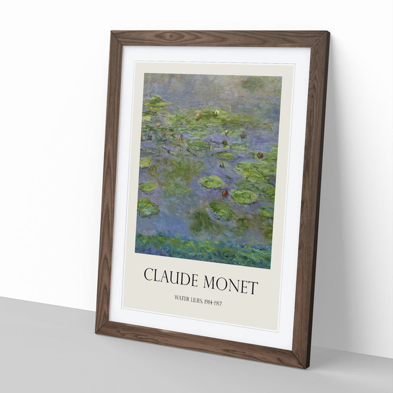 Water Lilies Lily Pond Vol.12 by Claude Monet - Picture Frame Art Prints, 48cm H x 36cm W x 2cm D, Walnut Framed