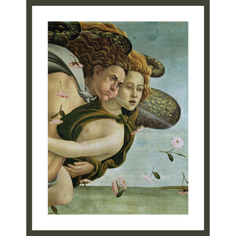 «Zephyr and Chloris», détail de «La naissance de Vénus» par Sandro Botticelli, impression giclée encadrée
