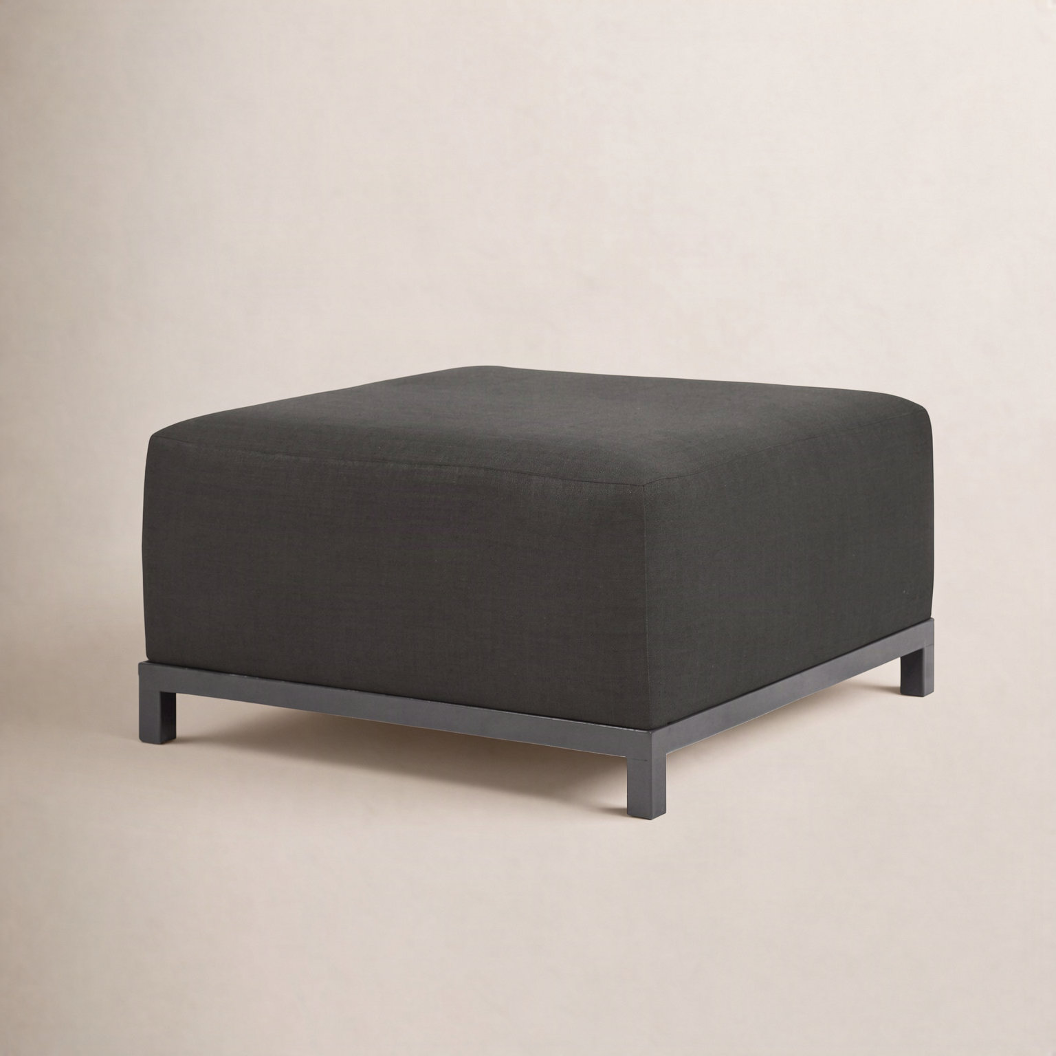 Olen Sunbrella® Box Cushion Ottoman Slipcover, Sterling Charcoal Polyester Blend