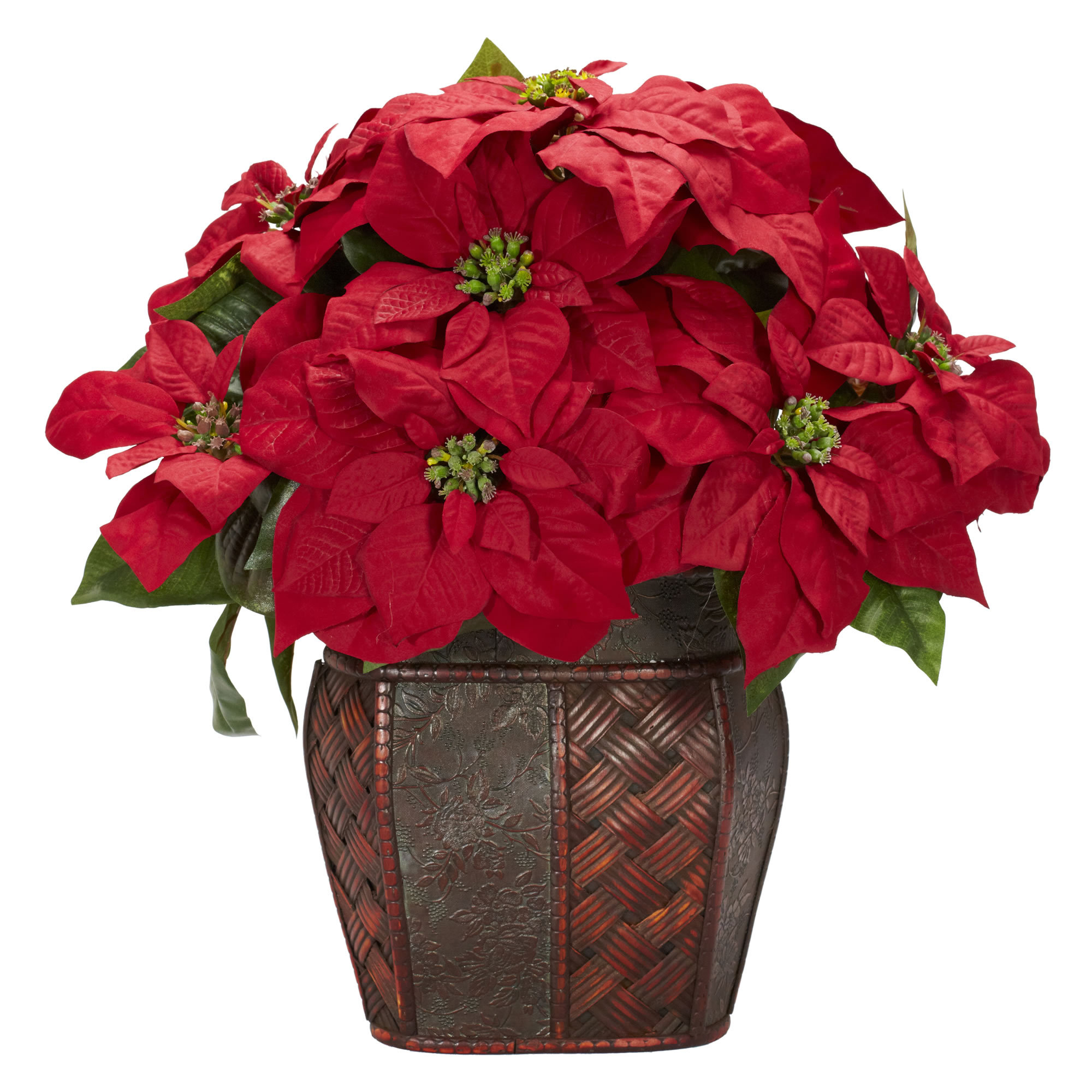 The Holiday Aisle® Poinsettia Floral Arrangement in Vase & Reviews | Wayfair