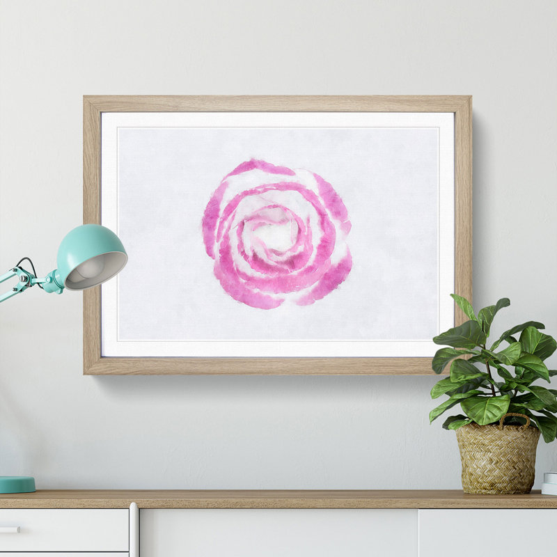 Pink Lisianthus Flower - Single Picture Frame Print on MDF, 33cm H x 45cm W x 2cm D, Oak