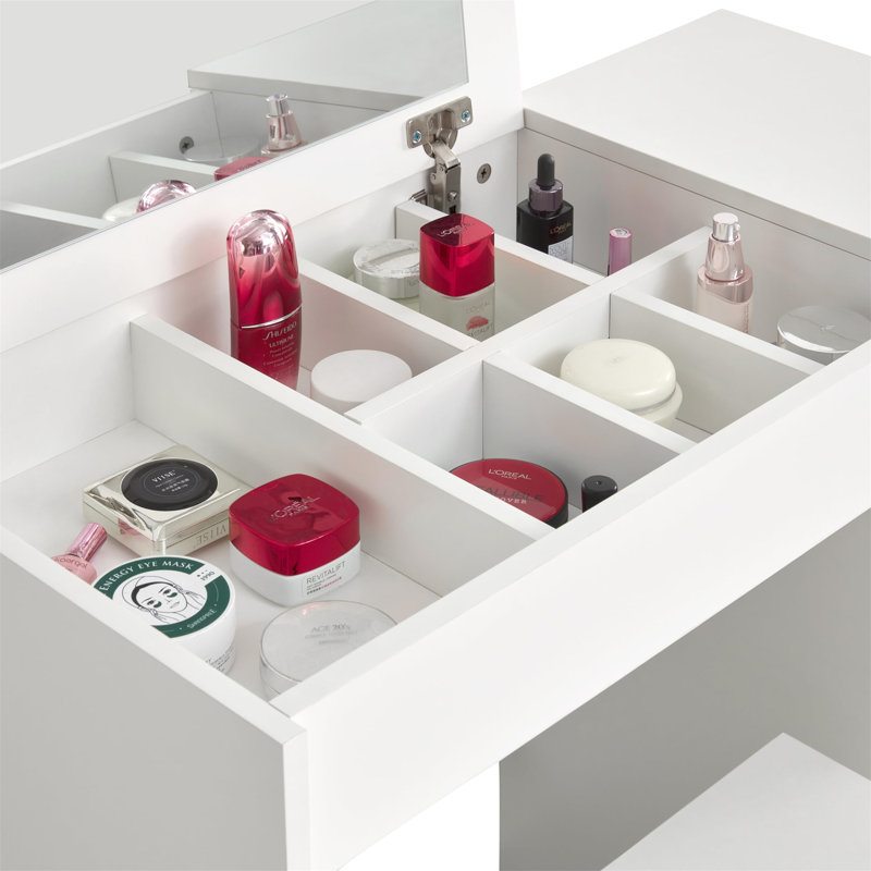 Nichol Dressing Table with Mirror, White