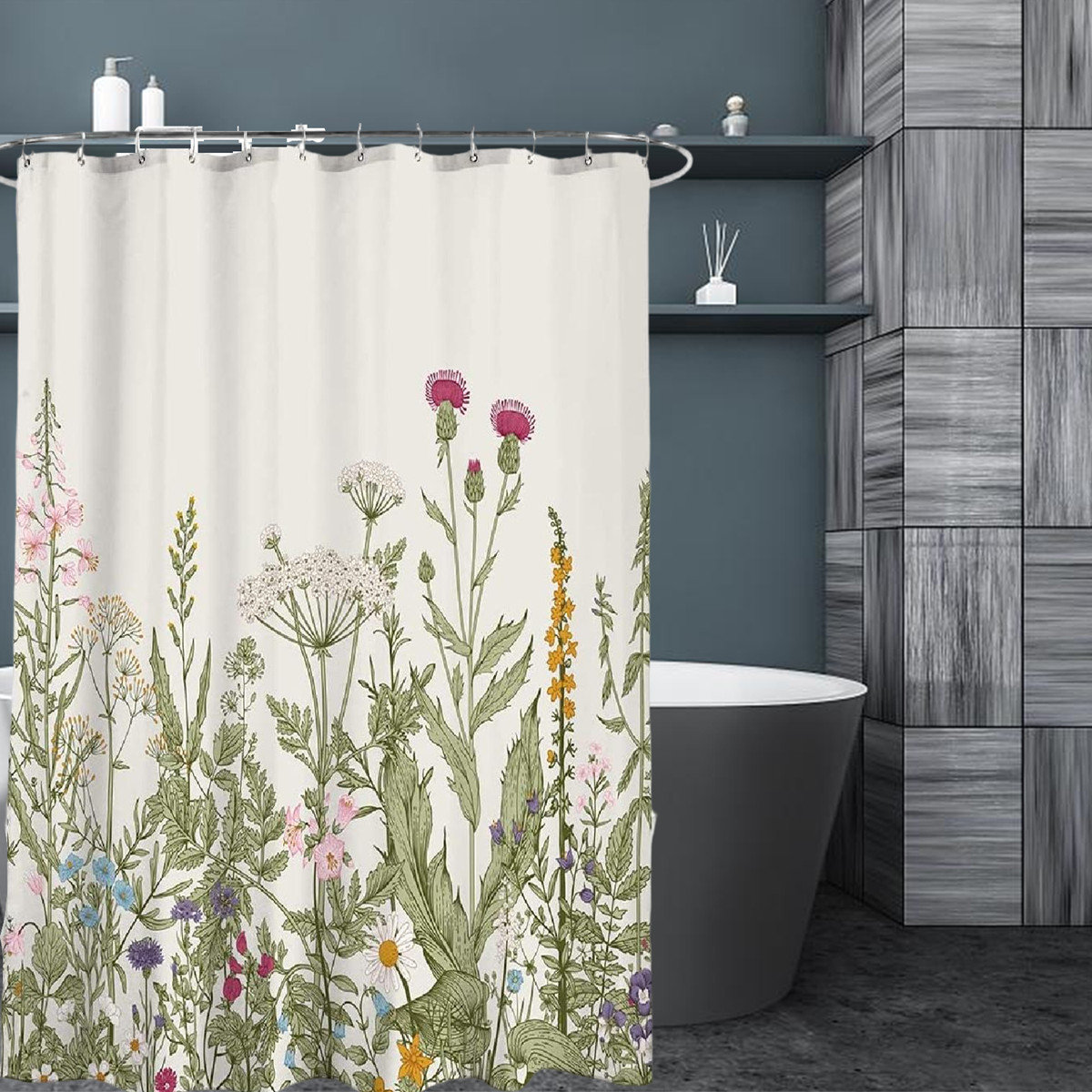 Winston Porter Gesner 13 Piece Floral Shower Curtain Set + Hooks | Wayfair