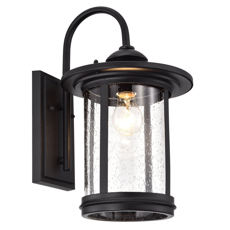 Luminaire de grange d’extérieur texturé noir à 1 ampoule doonans, H 15,5 po x l 9 po x P 11 po