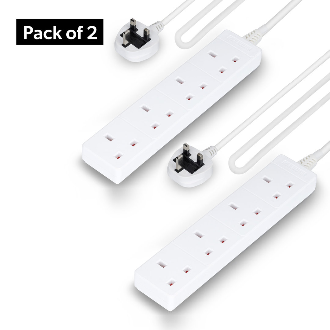 Geepas Unisex White 4 Gang Extension Lead, 2M Cable Wall Mountable & Multi Socket Mains Strip In - Image 5