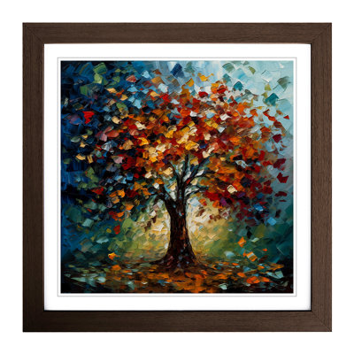 Tree Palette Knife Painting - Single Picture Frame Print on Wood