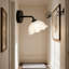 Applique murale moderne en céramique avec abat-jour blanc minimaliste, lampe murale de style Mid-Century rétro pour chambre à coucher, salle de bain, couloir et salon