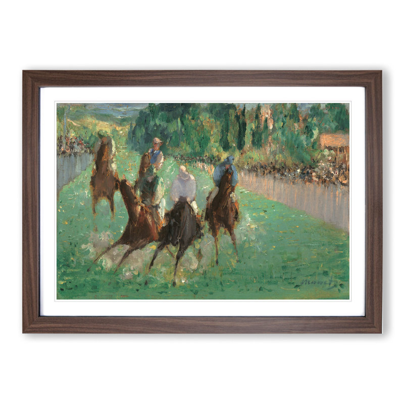 At the Races by Edouard Manet - Picture Frame Painting, Walnut Framed, 27cm H x 36cm W x 2cm D