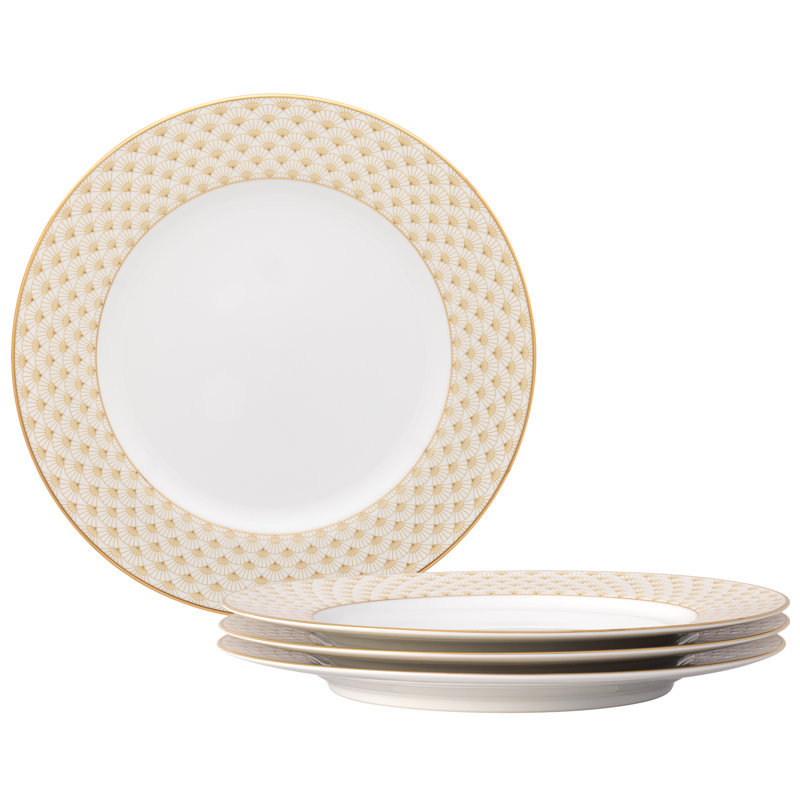 Ensemble de 4 assiettes plates Noritake Trocadero Gold, 10,5 po