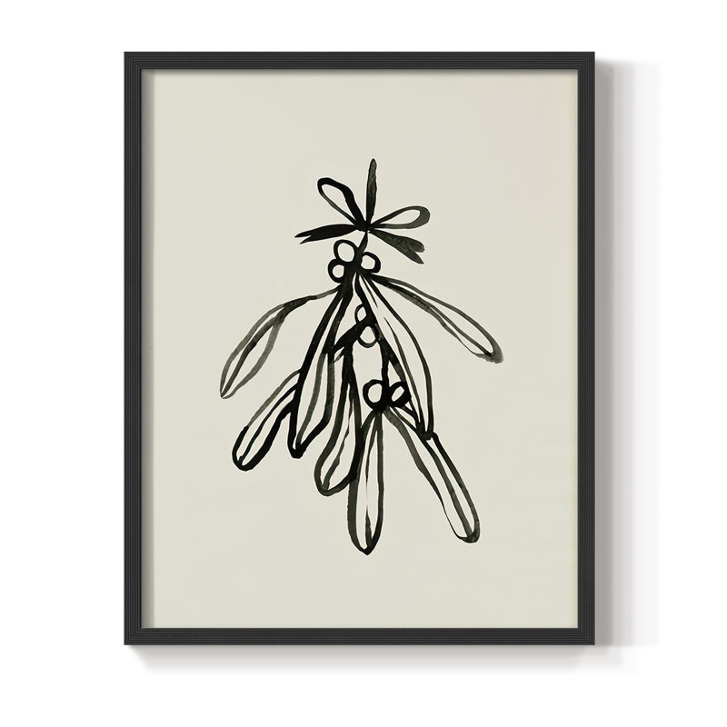 «Mistletoe S croquis avec arcs II», reproduction encadrée - bois massif, Noir, noir, noir, noir, H 21 po x l 17 po