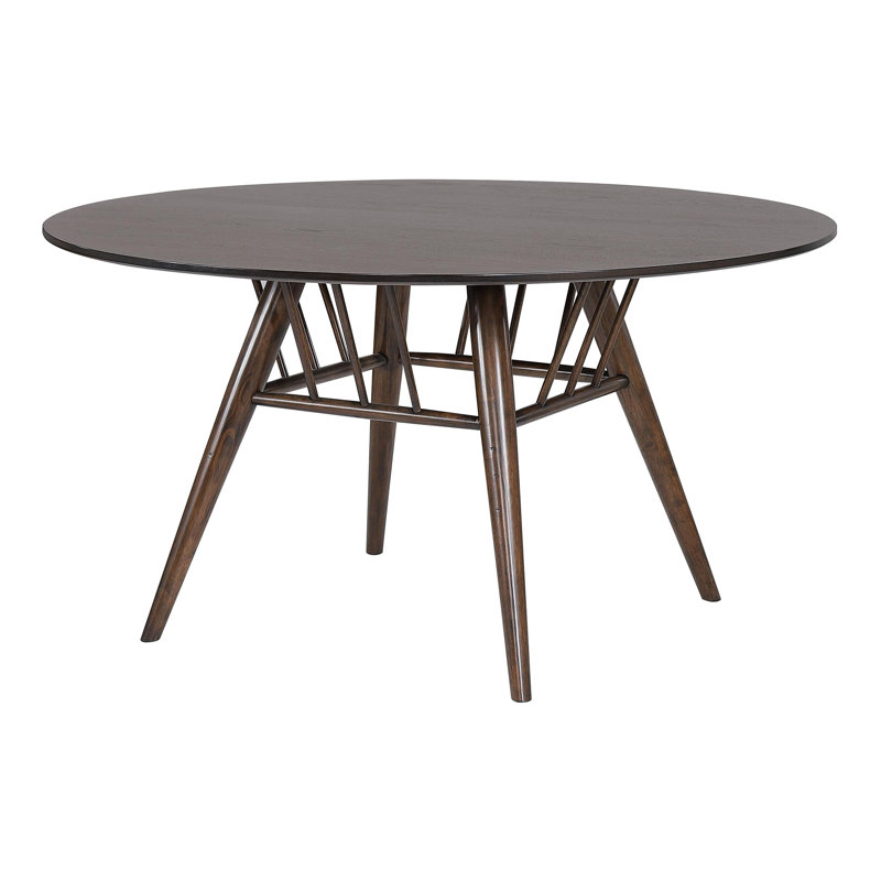 Table de salle à manger ronde en bois noyer foncé de 53 po