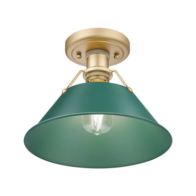 Lynard 1 - Light Flush Mount - Brushed Champagne Brass - Green