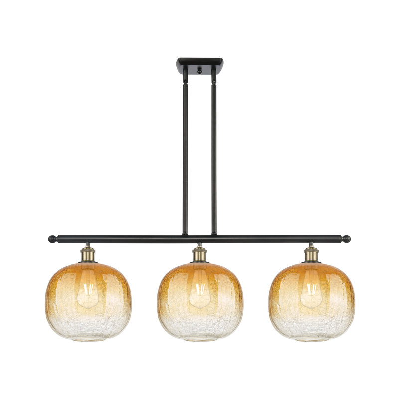 Luminaire suspendu pour îlot 3 lumières Ballston - Himmel, Ambre, Laiton antique noir
