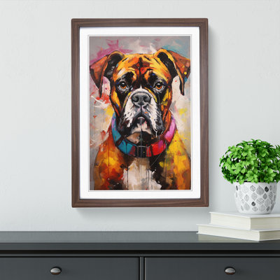 Boxer Dog Hard Edge Painting Art - Framed Print