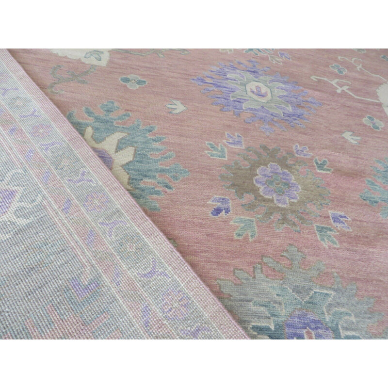 Tapis oriental moderne rose noué à la main 9 pi 8 po x 13 pi 9 po D5D790688C984A4FAE735C2ED25DB105