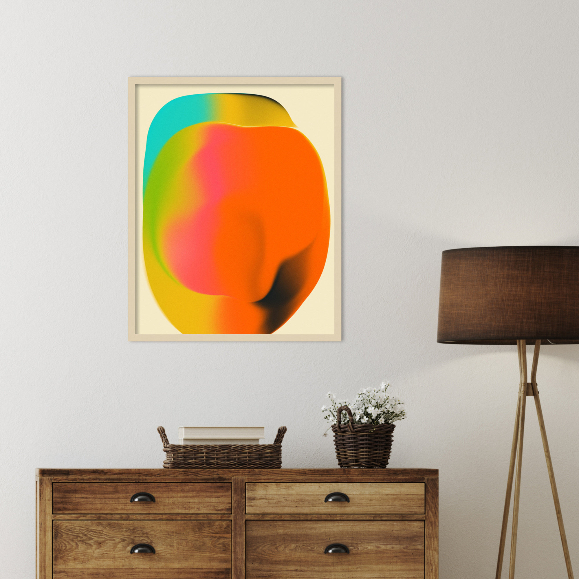 Smudge 2 by Jazzberry Blue, 33" H x 27" W, Brown Framed