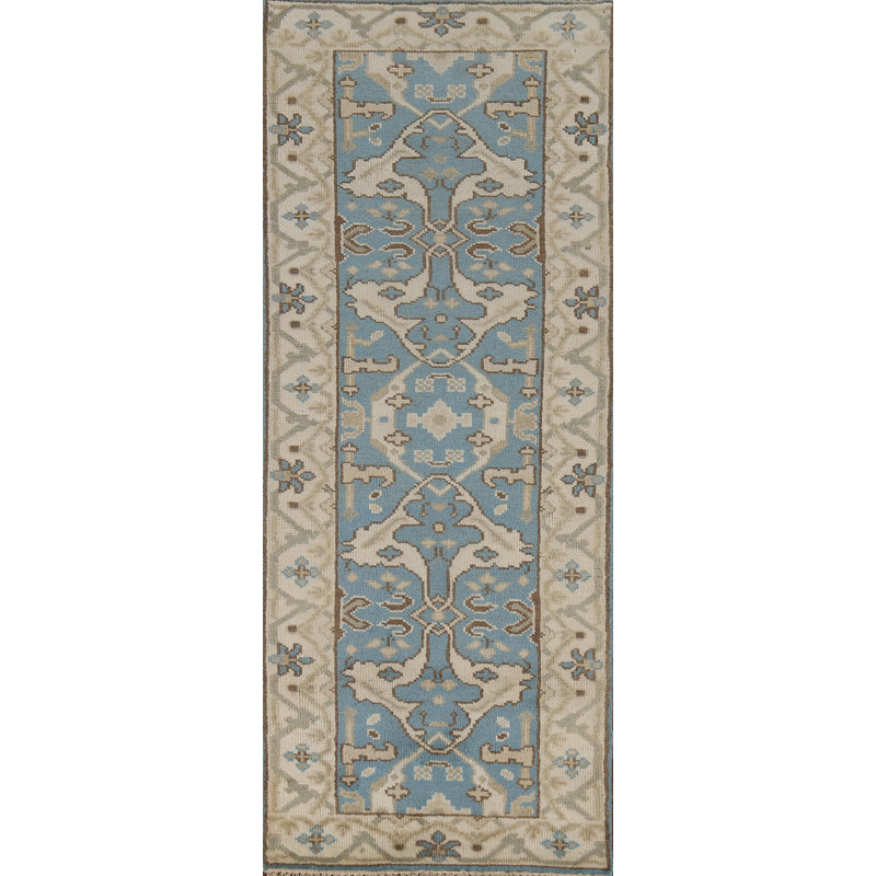 Tapis de couloir bleu clair Oushak