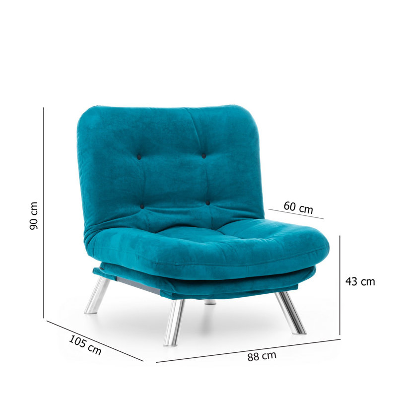 Fauteuil convertible capitonné l 34,65 po, Microfibre vert pétrole