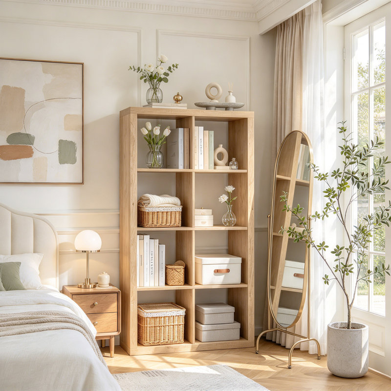 Organisateur de rangement à 8 cubes, bibliothèque ouverte à 4 niveaux et 2 colonnes, étagère à casiers réversible en bois brun pour le salon, la chambre à coucher et le bureau