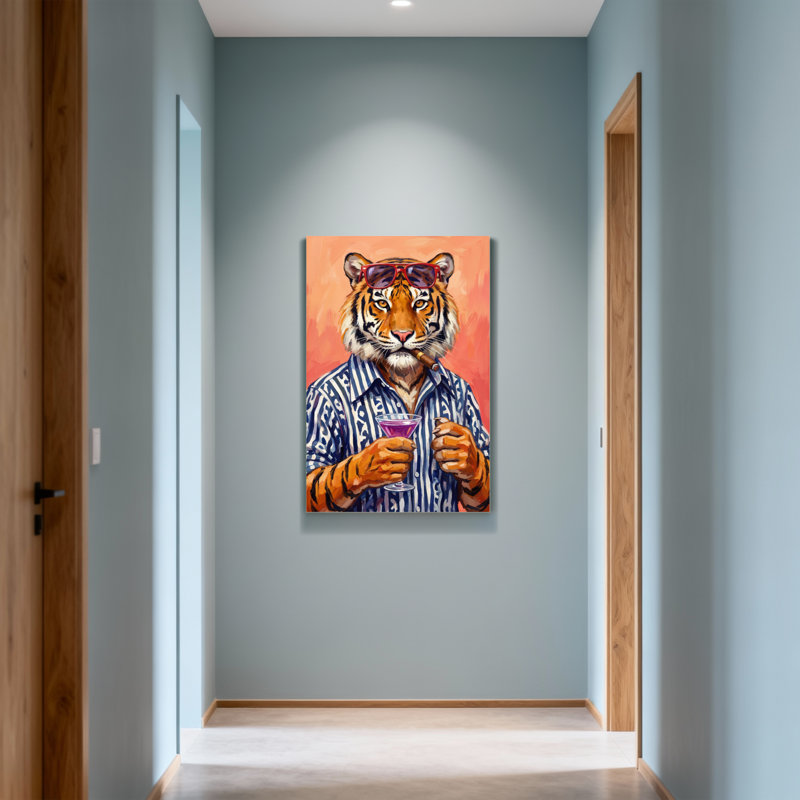Animaux avec lunettes de soleil et cocktail, H 36 po x l 24 po