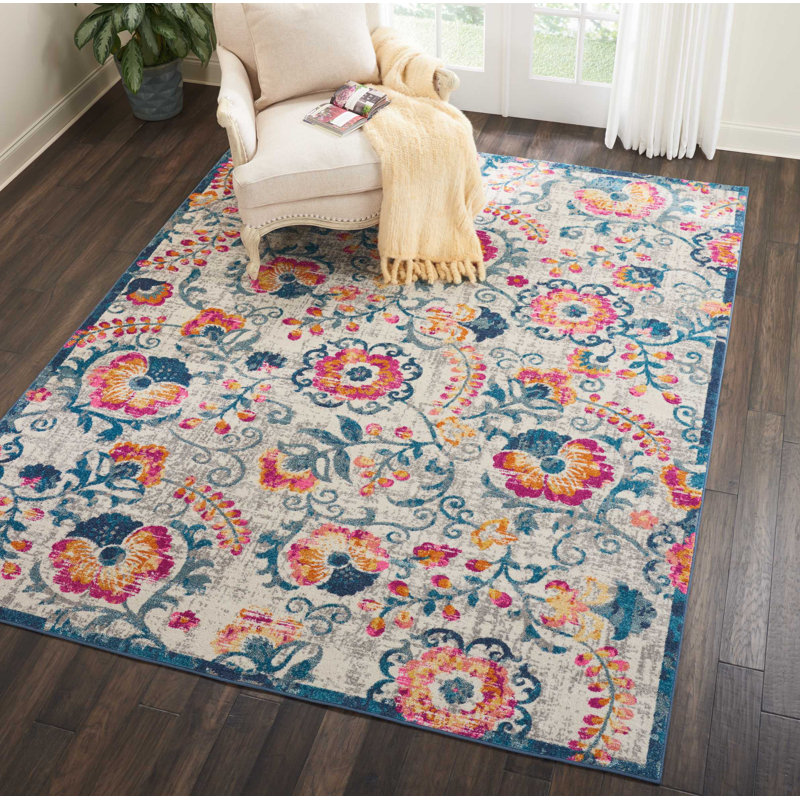 Verda Floral Indoor Rug, Rectangle 5'3" x 7'3"