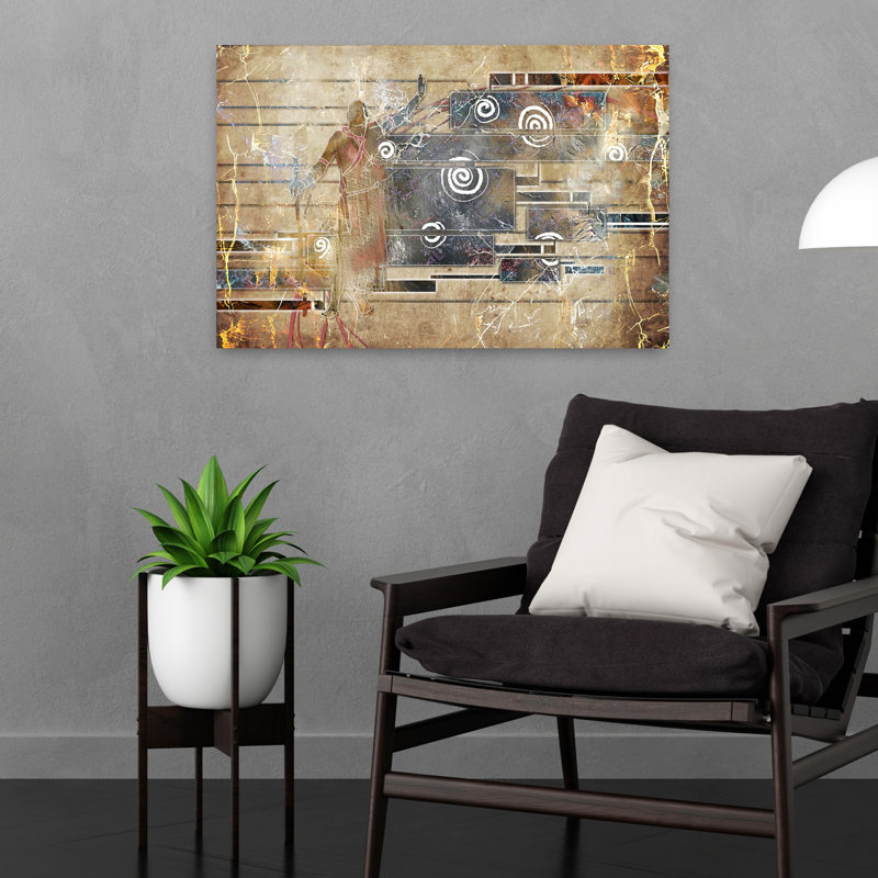 Art mural abstrait géométrique Tribal Spirit Dance, 16" H x 24" W