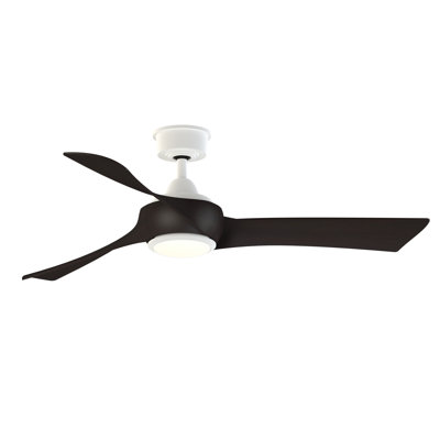 Wrap Custom 52 inch Indoor/Outdoor Celling Fan with LED CCT Select Light Kit - Brushed Satin Brass with and Black blades