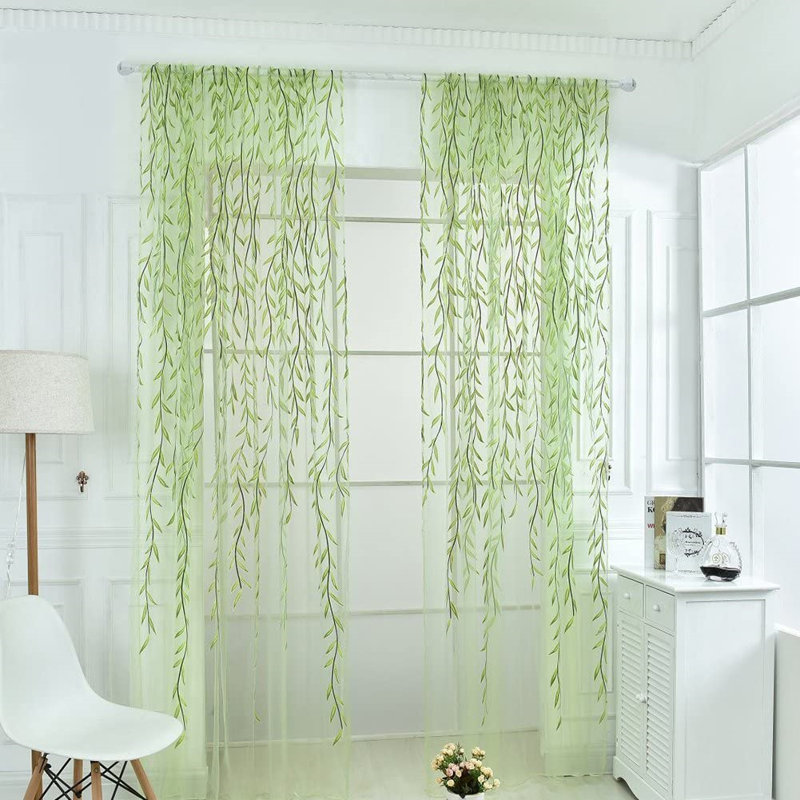 Altino Semi Sheer Curtain Single Panel, Green, 39" W x 106" L