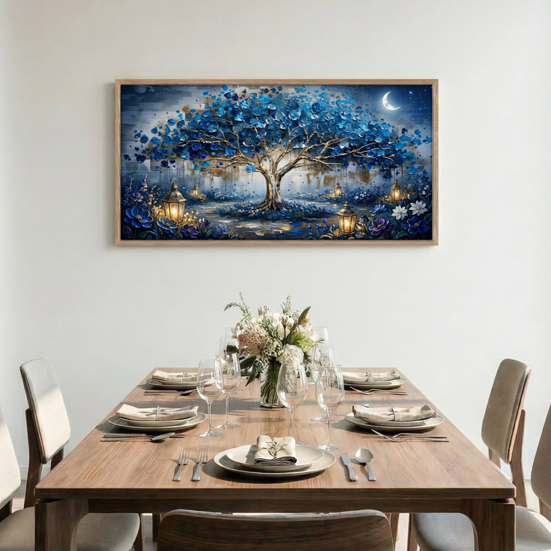 Arbre bleu, ensemble de reproductions d'art sur toile encadrées de 1 48 po x 24 po, 48 x 24 pouces