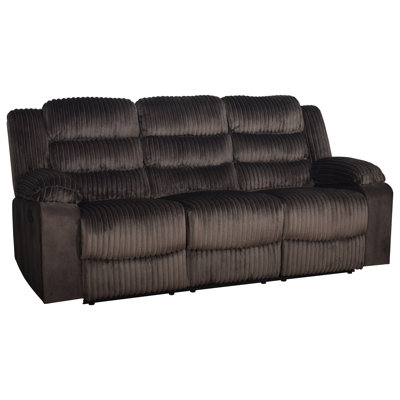 Jacobo Wood & Fabric Sofa With Dual Recliner