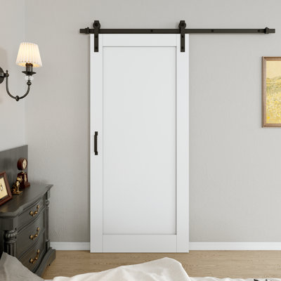 80''H 1-Panel Solid Manufactured Wood with Installation Hardware Kit Sliding Barn Door (No Assembly Required)