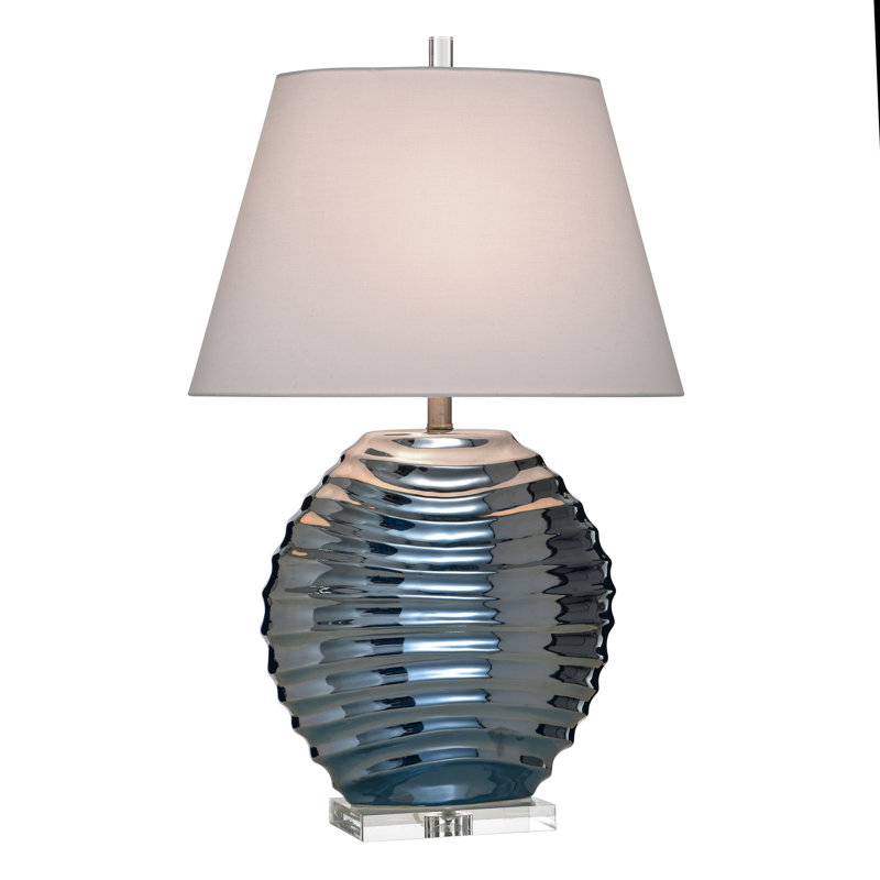 Ceramic Table Lamp - Kozen Blue - White Shade