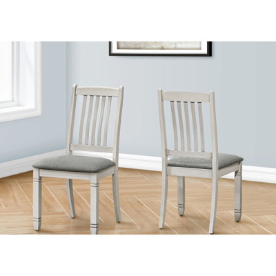 Chaise de salle à manger de 2, hauteur 38 po, tissu gris revêtu, aspect antique, cuisine et chambre, structure en bois massif, rembourrage en mousse, 2 chaises transitionnelles, grand, tissu de revêtement, abat-jour, espace, structure,