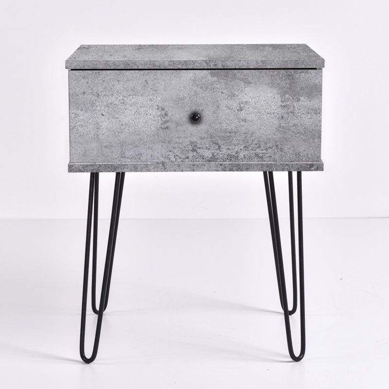 muir 50.2 cm W Bedside Table, Iron Slate