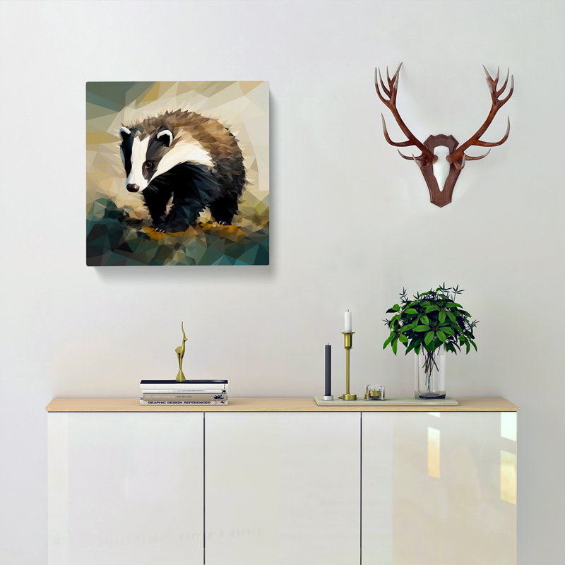 Badger Cubism No.1 - Wrapped Canvas, 35cm H x 35cm W x 3cm D