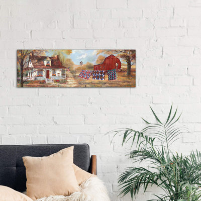 Afternoon Quilting by Ruane Manning - Wrapped Canvas Panoramic Painting