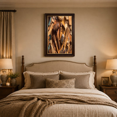 Art mural en toile sculptée en bois et maillet en bois brun