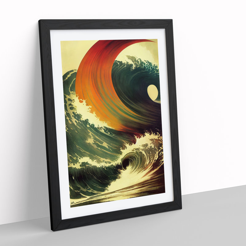 Unique Ocean Wave - Single Picture Frame Painting, Black Framed, 64cm H x 46cm W x 2cm D