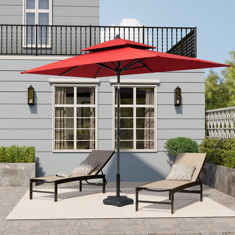 Parasol de marché rectangulaire 10 pi sans base lestée Delray, Rouge
