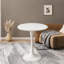 Table de salle à manger à piédestal ronde de 27,6 pouces, plateau Mid-Century moderne en marbre blanc et base en fer, 4 sièges