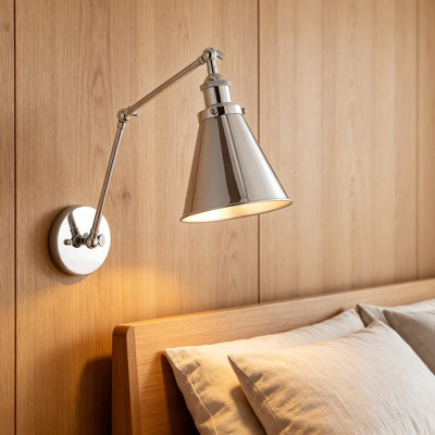Applique murale industrielle à bras articulé avec ampoules DEL incluses, lampe de lecture réglable pour chambre à coucher ou maison de campagne, luminaire en métal câblé