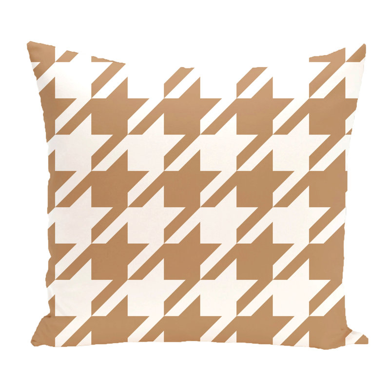 Houndstooth Outdoor Reversible Throw Pillow, Brown