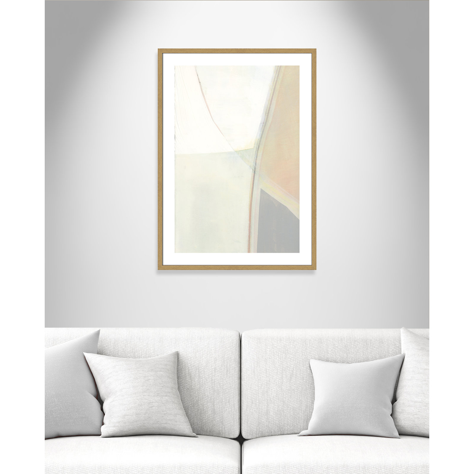 Alexandria "In Neutral II" Painting by Cartissi, 35.5" H x 25.5" W x 0.75" D, Beige Wood Framed Paper