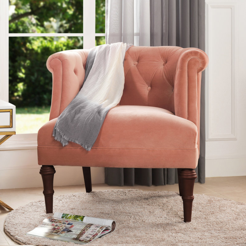 Fauteuil Chesterfield de 30,5 po Assiya, Orange pêche